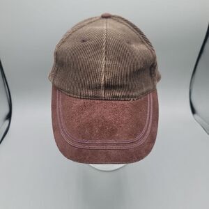 ADAMS Brown Corduroy Baseball Cap Suede Brim Adjustable Strap Retro Casual